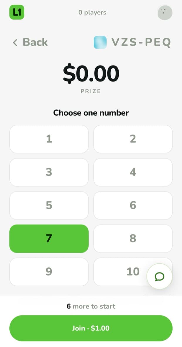 Choosing one number from 1 to 10 before the round closes